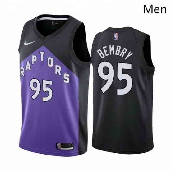 Men Toronto Raptors 95 DeAndre 27 Bembry Purple NBA Swingman 2020 21 Earned Edition Jersey